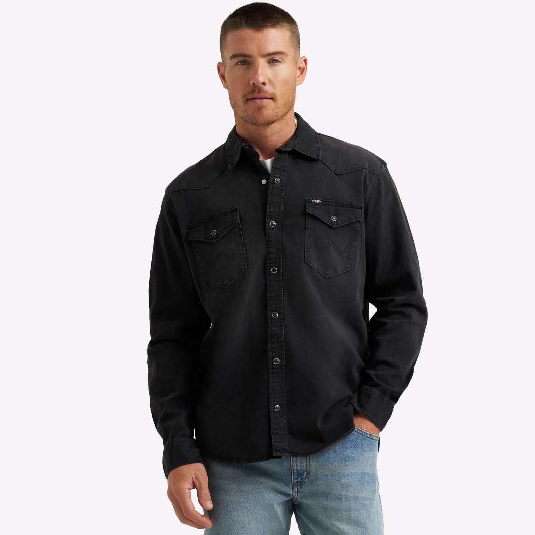 Рубашка джинсовая Wrangler Western Black Denim