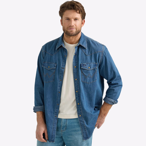 Рубашка джинсовая Wrangler Mid Wash Denim