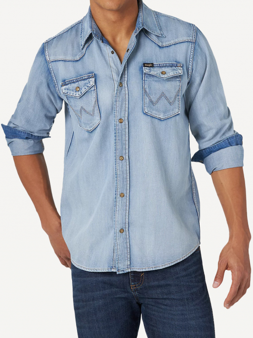 Рубашка джинсовая Wrangler Western Light Denim