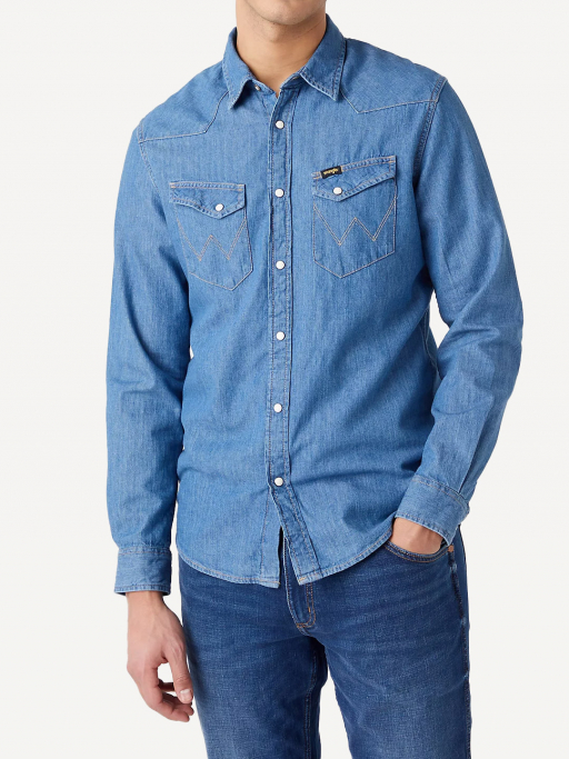 Рубашка джинсовая Wrangler Western Mid Stone
