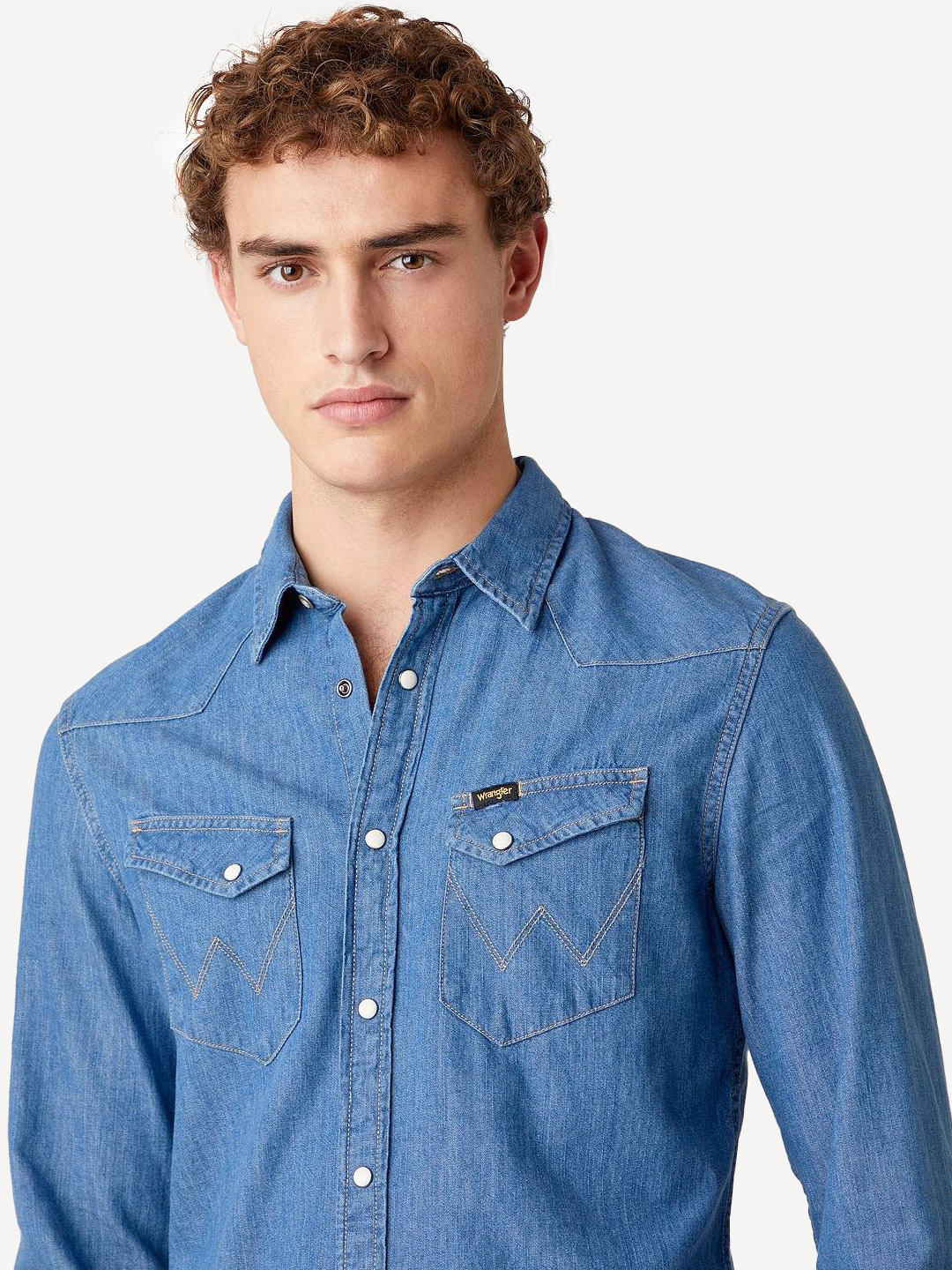 Рубашка джинсовая Wrangler Western Mid Stone
