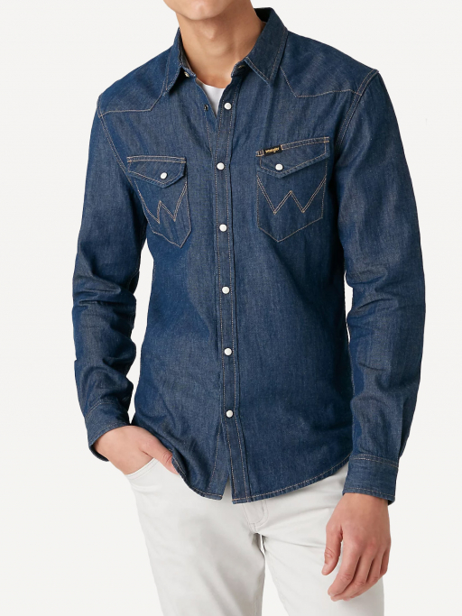 Рубашка джинсовая Wrangler Western Dark Stone