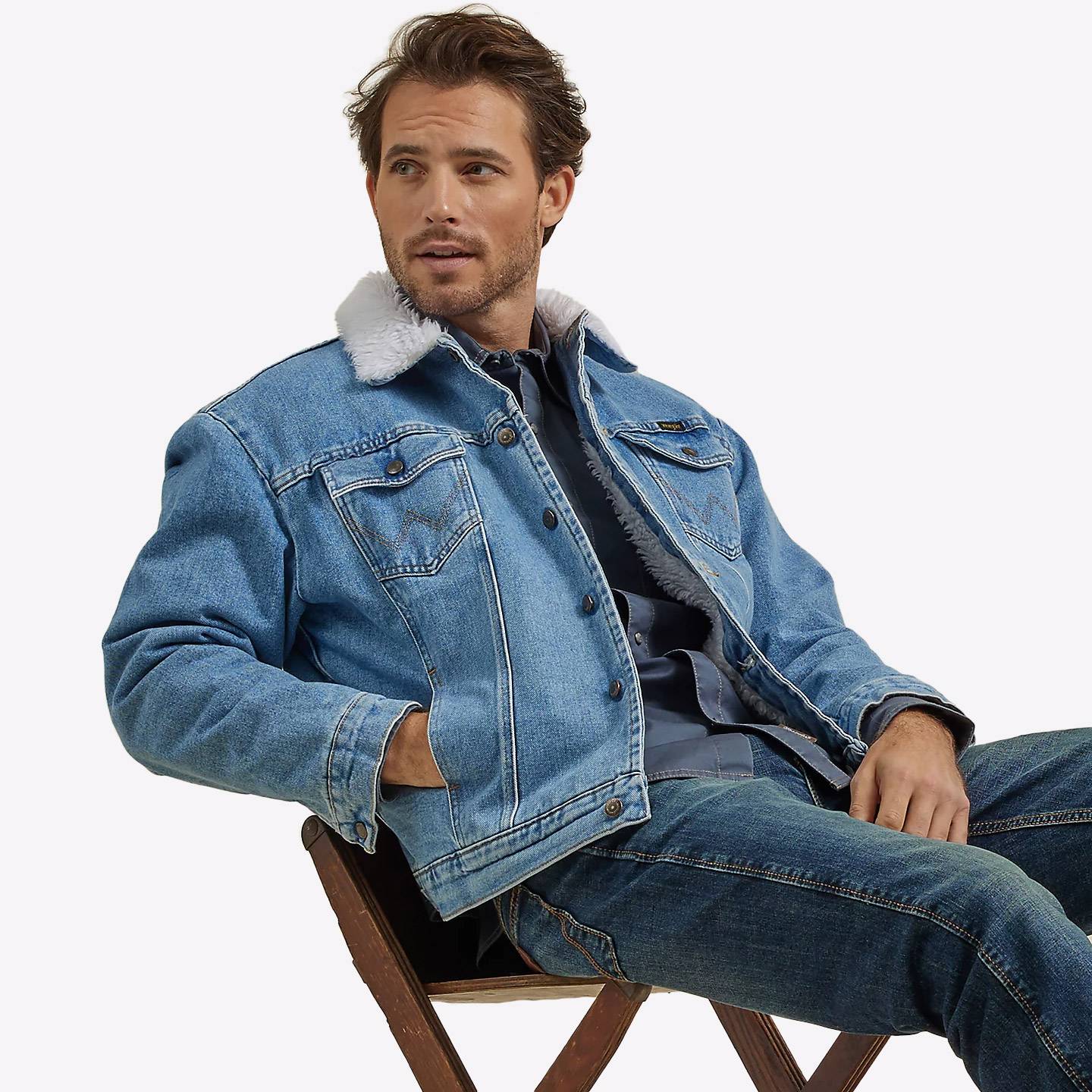 Wrangler Sherpa Lined Denim Jacket AW Wash