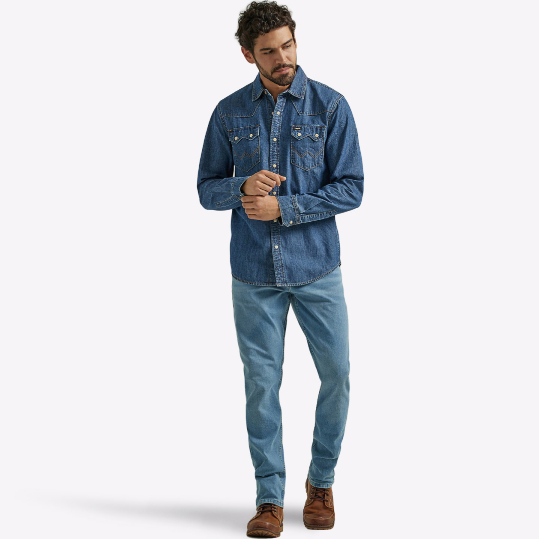 Рубашка джинсовая Wrangler Western Mid Wash