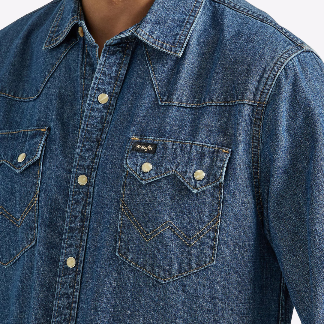Рубашка джинсовая Wrangler Western Mid Wash