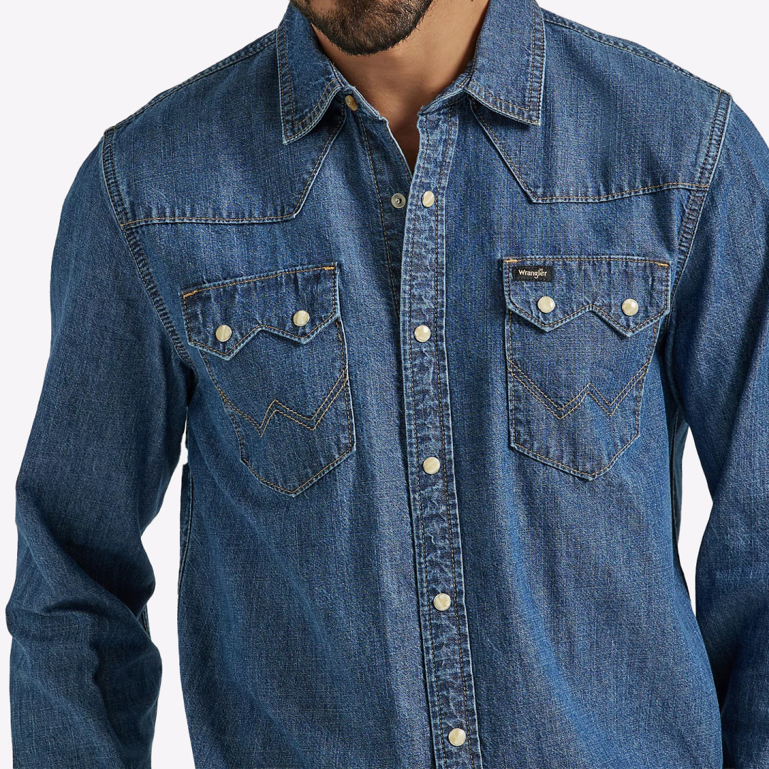 Рубашка джинсовая Wrangler Western Mid Wash