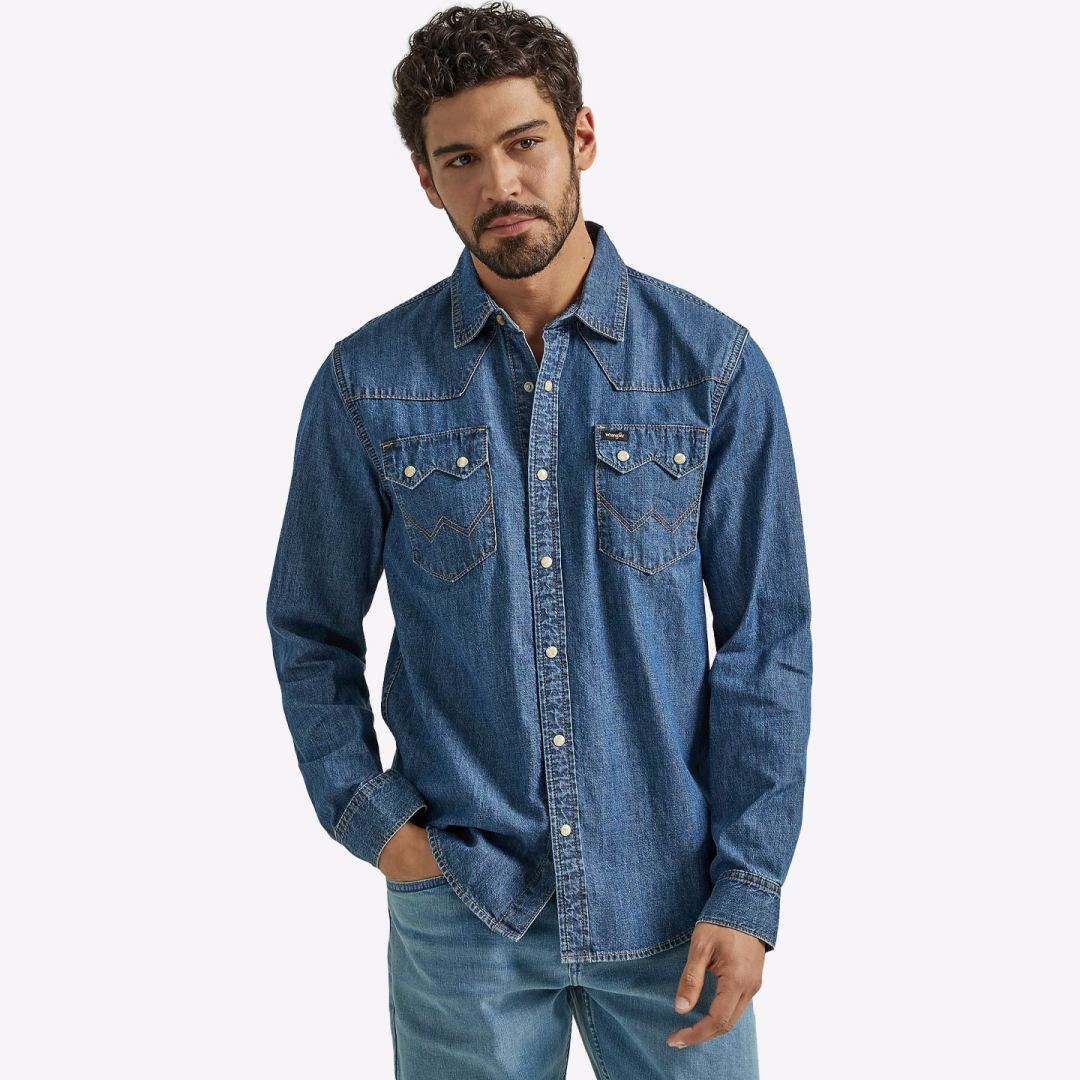 Рубашка джинсовая Wrangler Western Mid Wash