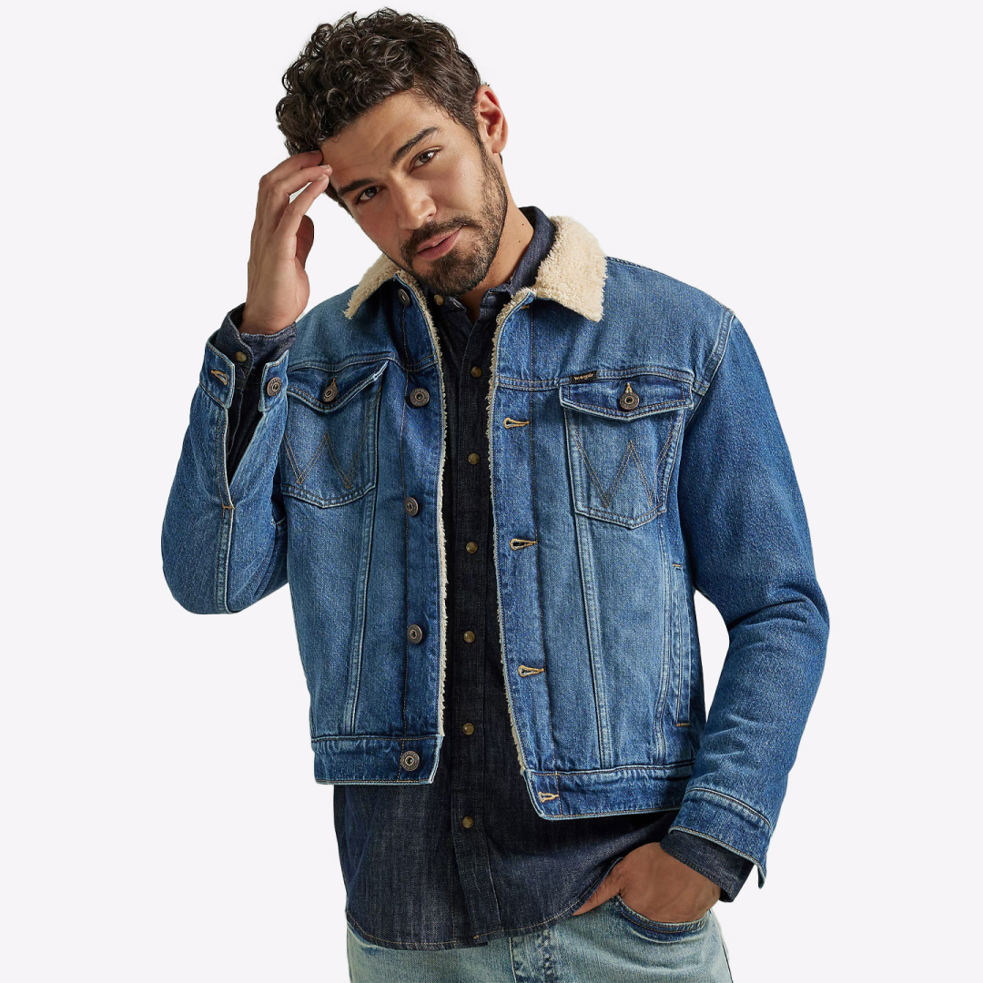 Куртка Wrangler Sherpa Lined Denim Jacket Mid Wash