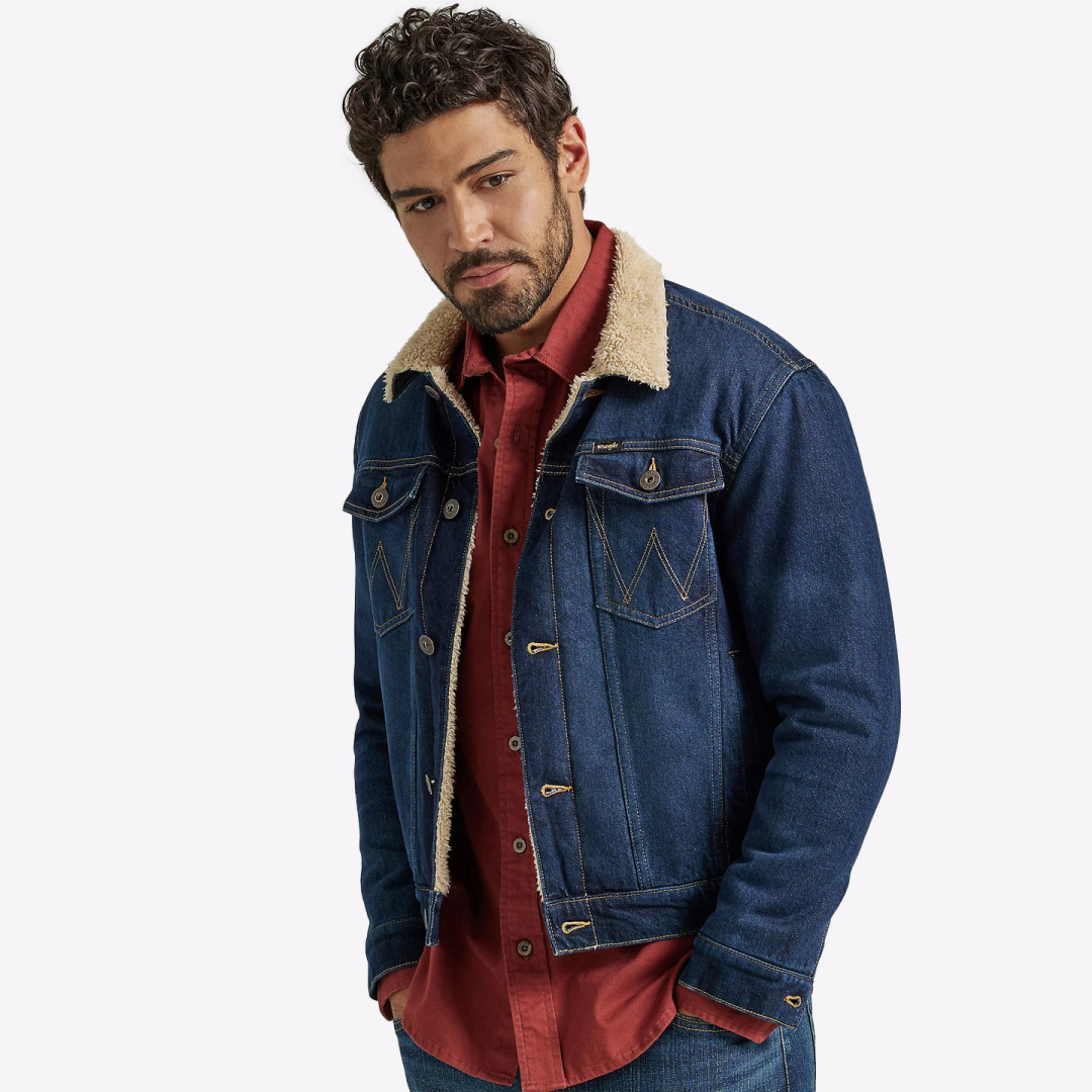Куртка Wrangler Sherpa Lined Denim Jacket Dark Wash